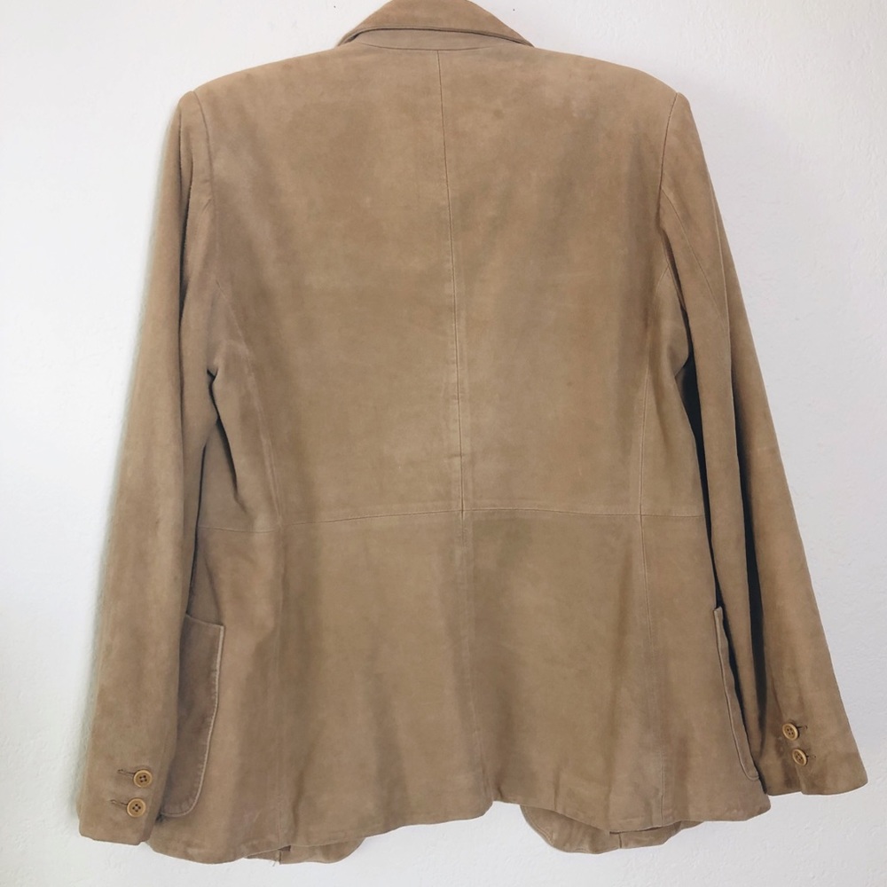 VINTAGE Tan Goatskin Leather Blazer, Size M - Picture 3 of 4